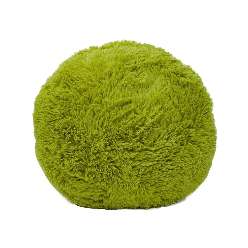The Grinch 16 Inch Shaggy Green Faux Furry Round Christmas Holiday Pillow